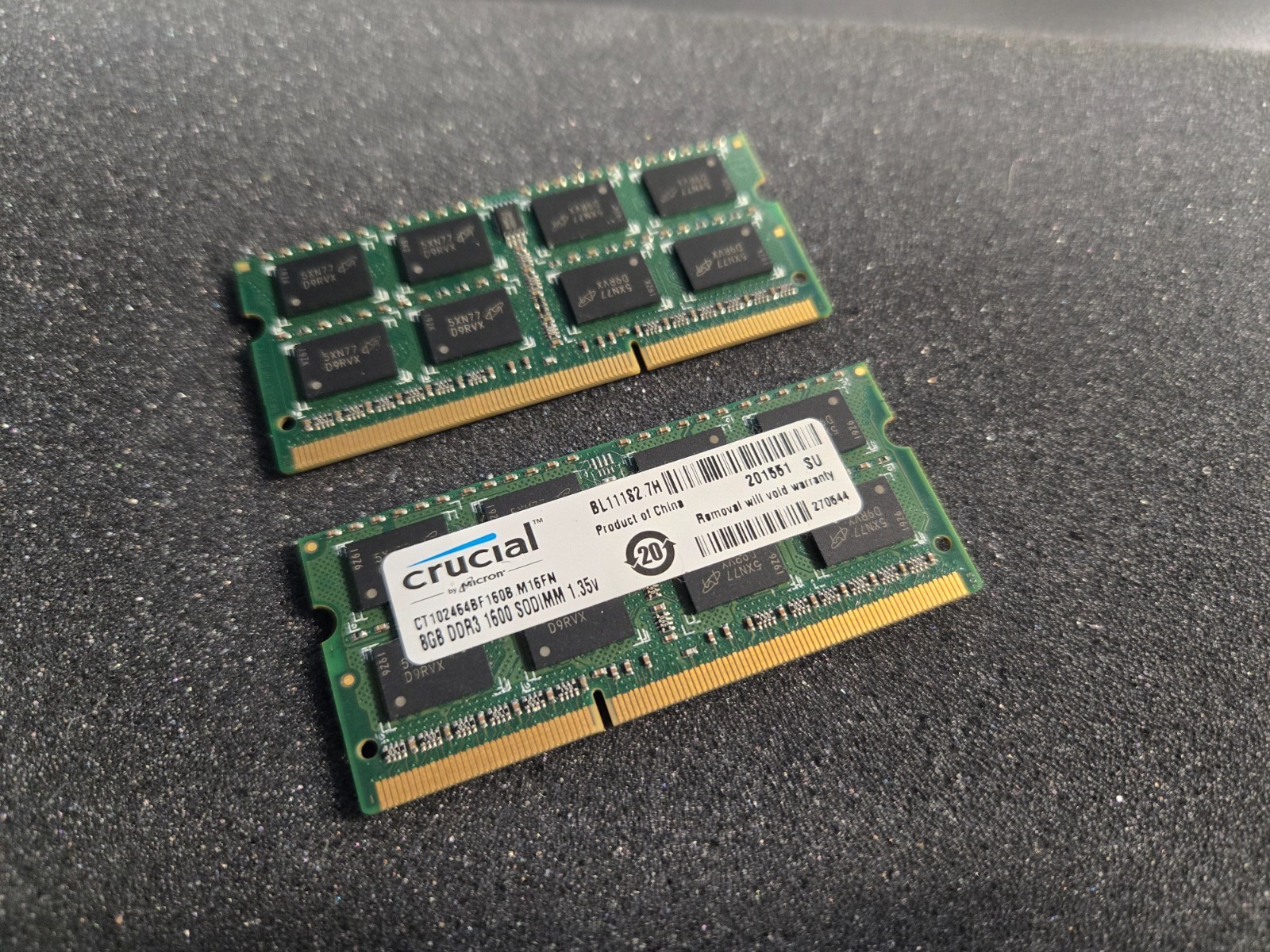 16GB Kit (2x8GB) Crucial DDR3L-1600 1.35V SODIMM | Tested | CT102464BF160B.M16FN