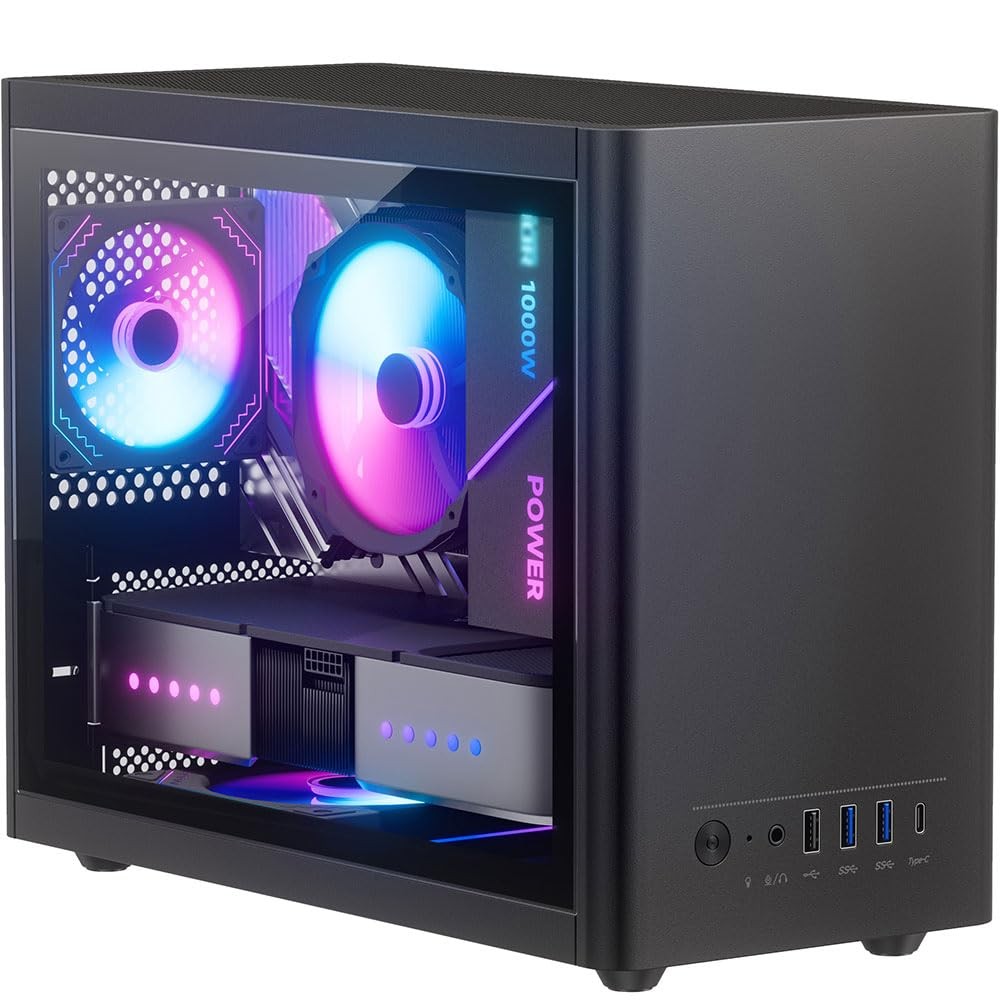 Micro ATX Case with Fans, 2PCS 90mm RGB Fans Pre-Installed,14.6L 0.8mm Thickn…