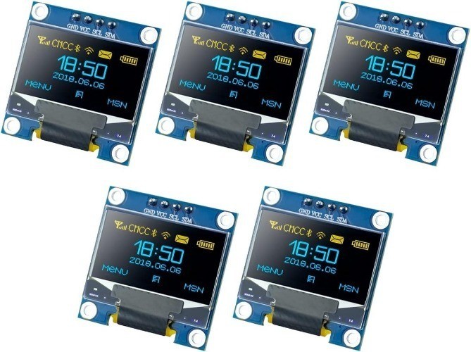 5 Pcs 0.96 Inch OLED I2C IIC Display Module 12864 128×64 Pixel Blue and Yellow