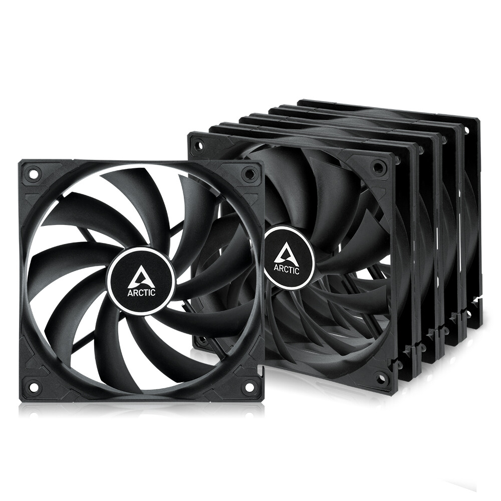 ARCTIC F12 (Black) 5 Pack 120 mm Standard Case Fan Low Noise 1350 RPM PC