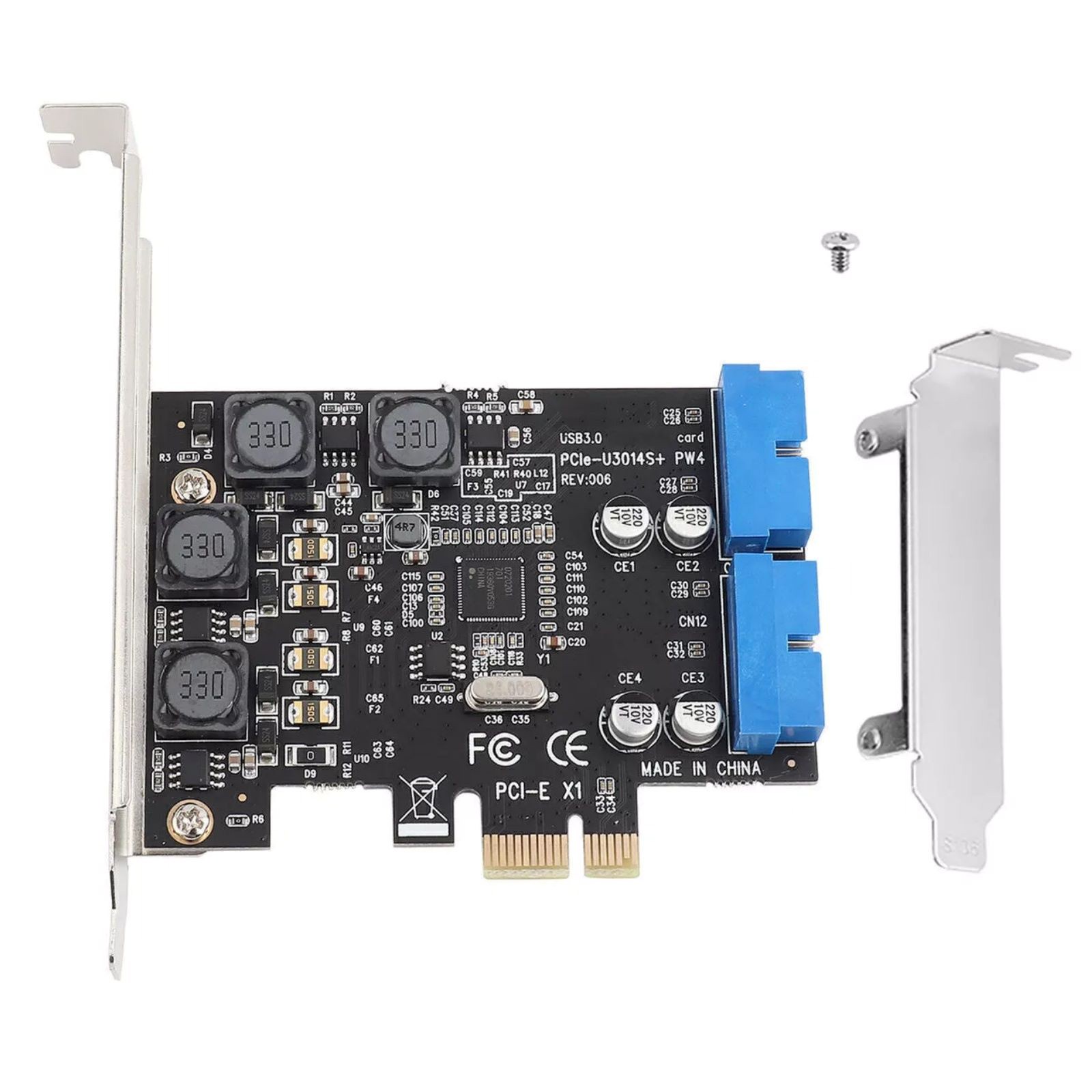 PCIE to Internal 2 Port 19Pin Header 4 Port USB 3.0 Expansion Card 8cm Low