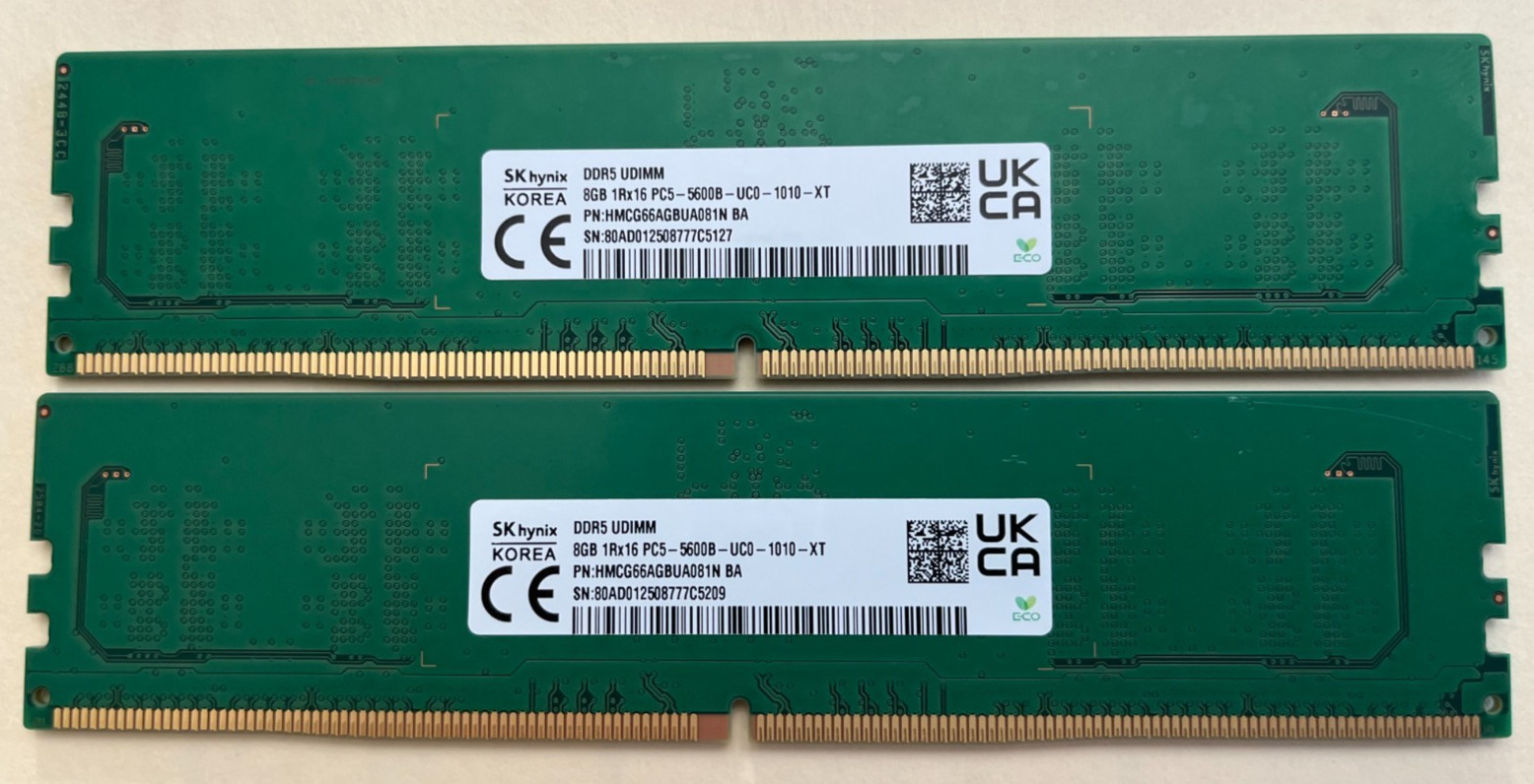 SK Hynix 16GB Kit (2x8GB) DDR5-5600 UDIMM Desktop RAM HMCG66AGBUA081N