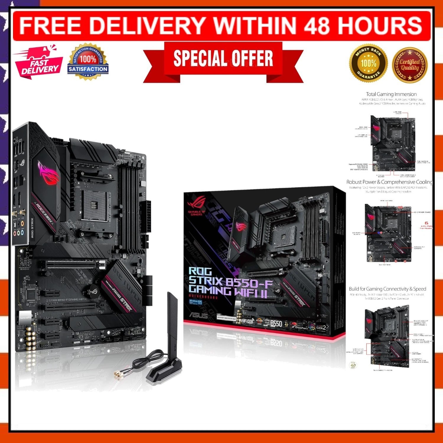 Next-Gen ROG Strix B550-F Gaming Motherboard: WiFi 6E, Easy BIOS, RGB Lighting