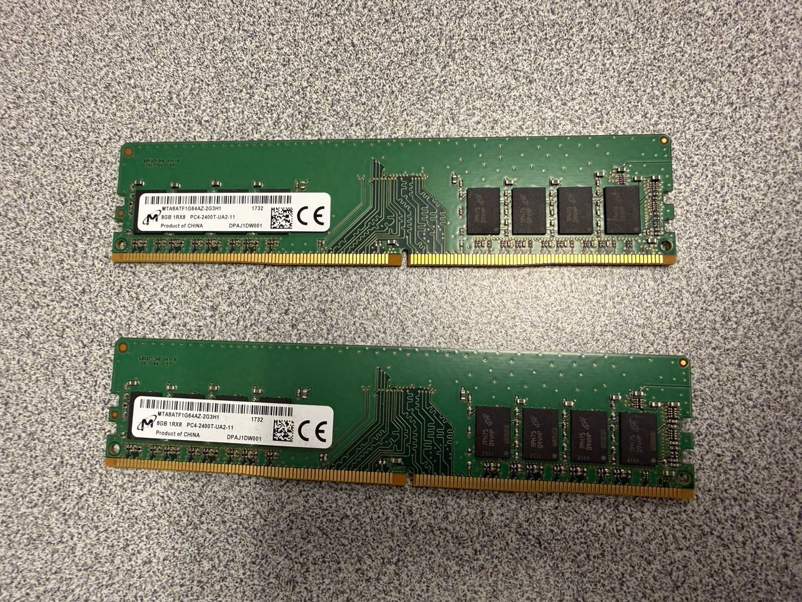 16GB (2x 8GB) Micron DDR4-2400MHz PC4-2400T Desktop RAM MTA8ATF1G64AZ-2G3H1