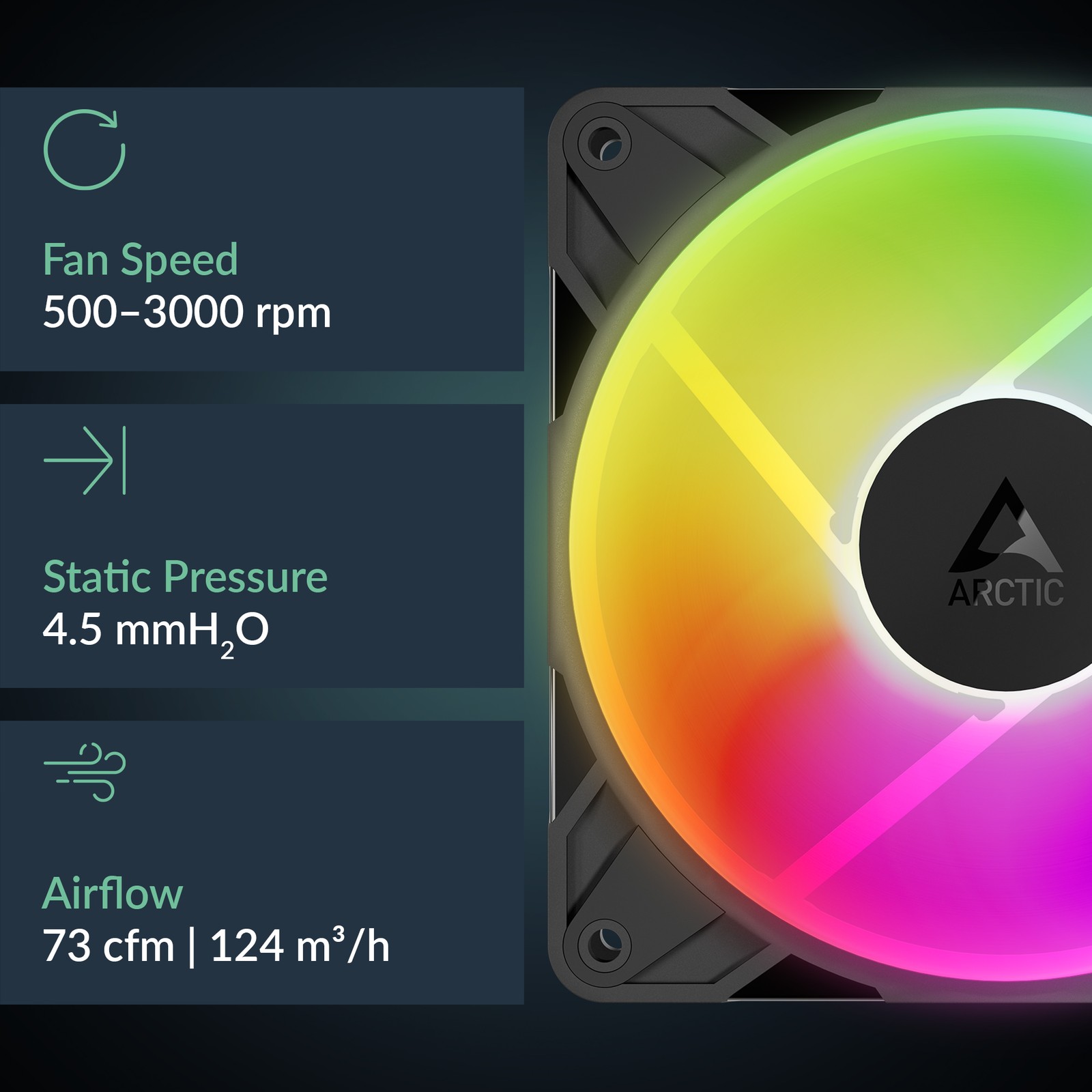 ARCTIC P12 Pro Reverse A-RGB (3 Pack) Fan 120 mm PC Case Flow 12cm