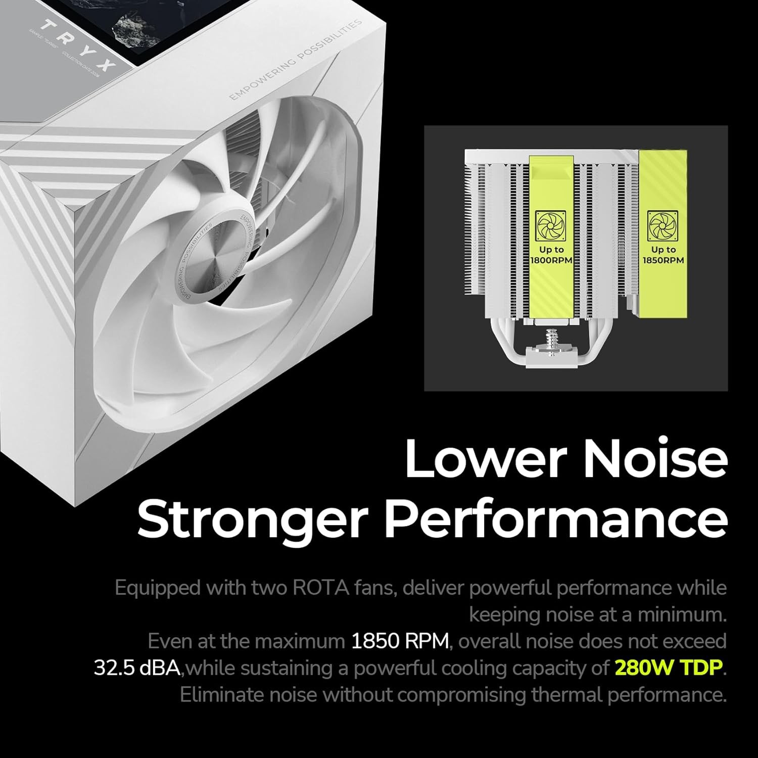 TRYX TURRIS T620 CPU Air Cooler 5.0″ IPS Customizable Screen (White)