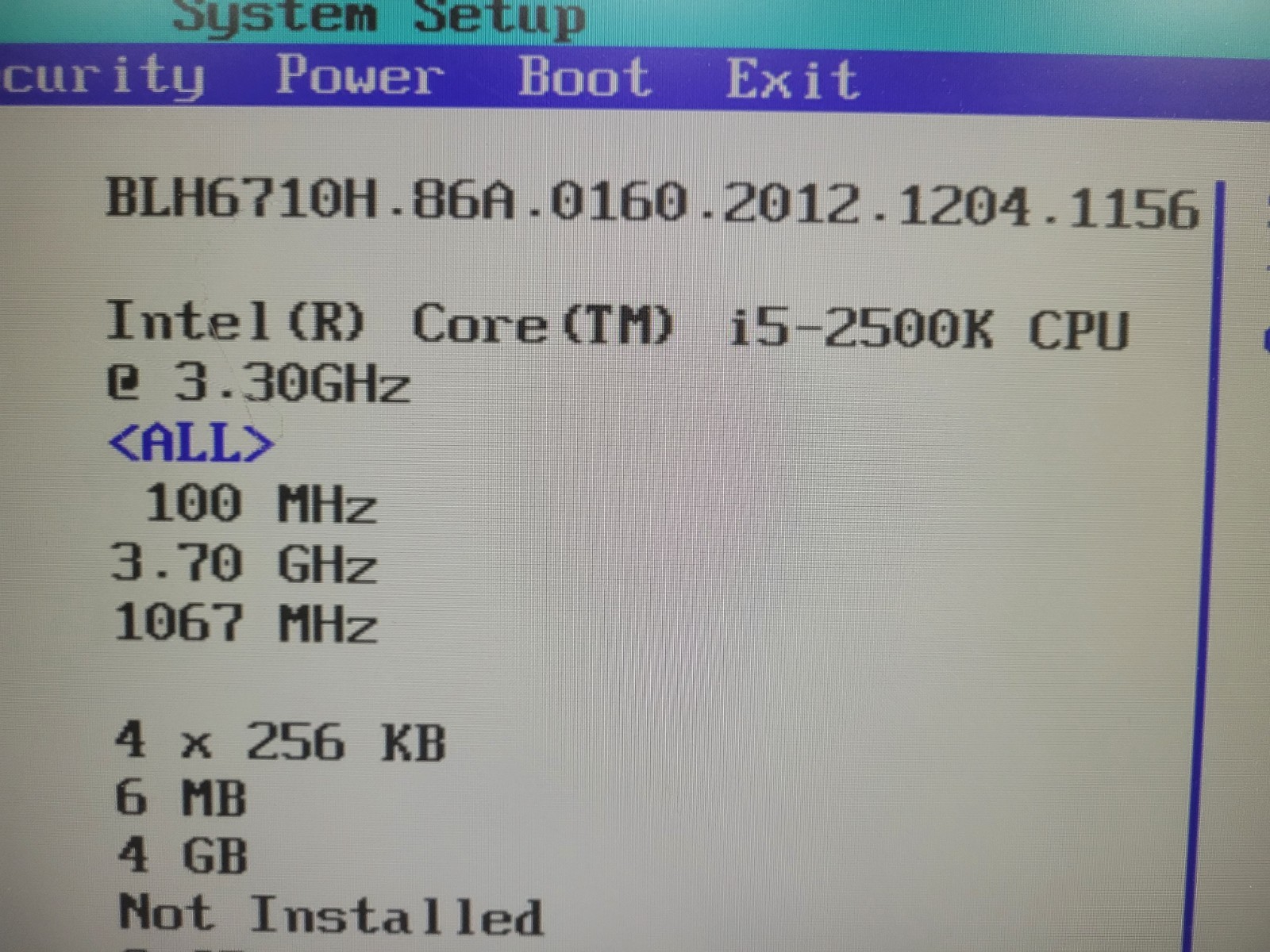Intel Desktop Board DH67CL Core i5-2500K, 4GB RAM, IO Shield #1415