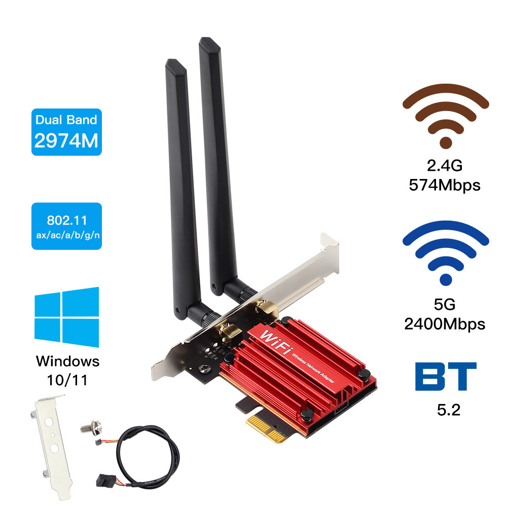 AX3000 Intel AX200 PCI-E WiFi 6 Card 2.4G/5G Network Wifi 6 Adapter for Desktop