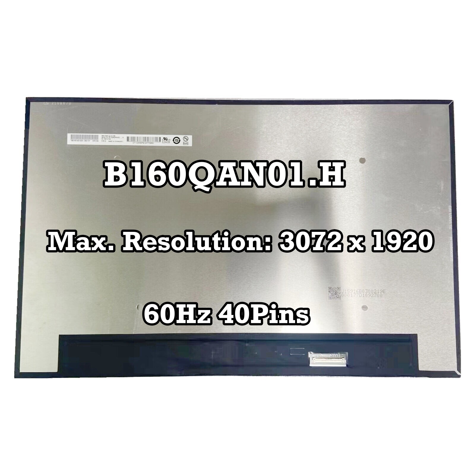 B160QAN01.H 3072X1920 16.0 inch Matrix Display Panel 3K LCD Screen Replacement