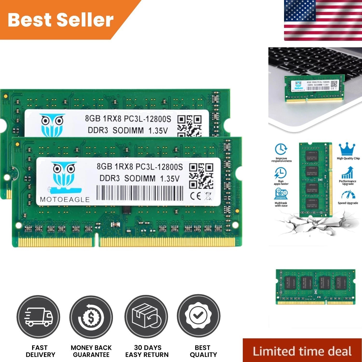 Upgrade Your Laptop with 16GB Dual Rank SODIMM RAM – 1600MHz, 1.35V, 204-Pin