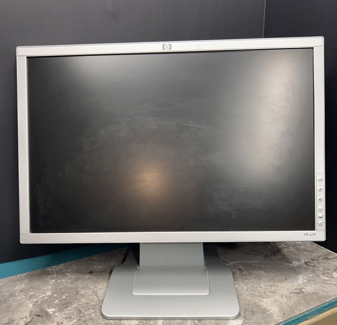 HP W19 LCD MONITOR SILVER 439159-001 416688-001 HSTND-2151-A with AC ADAPTER VGA