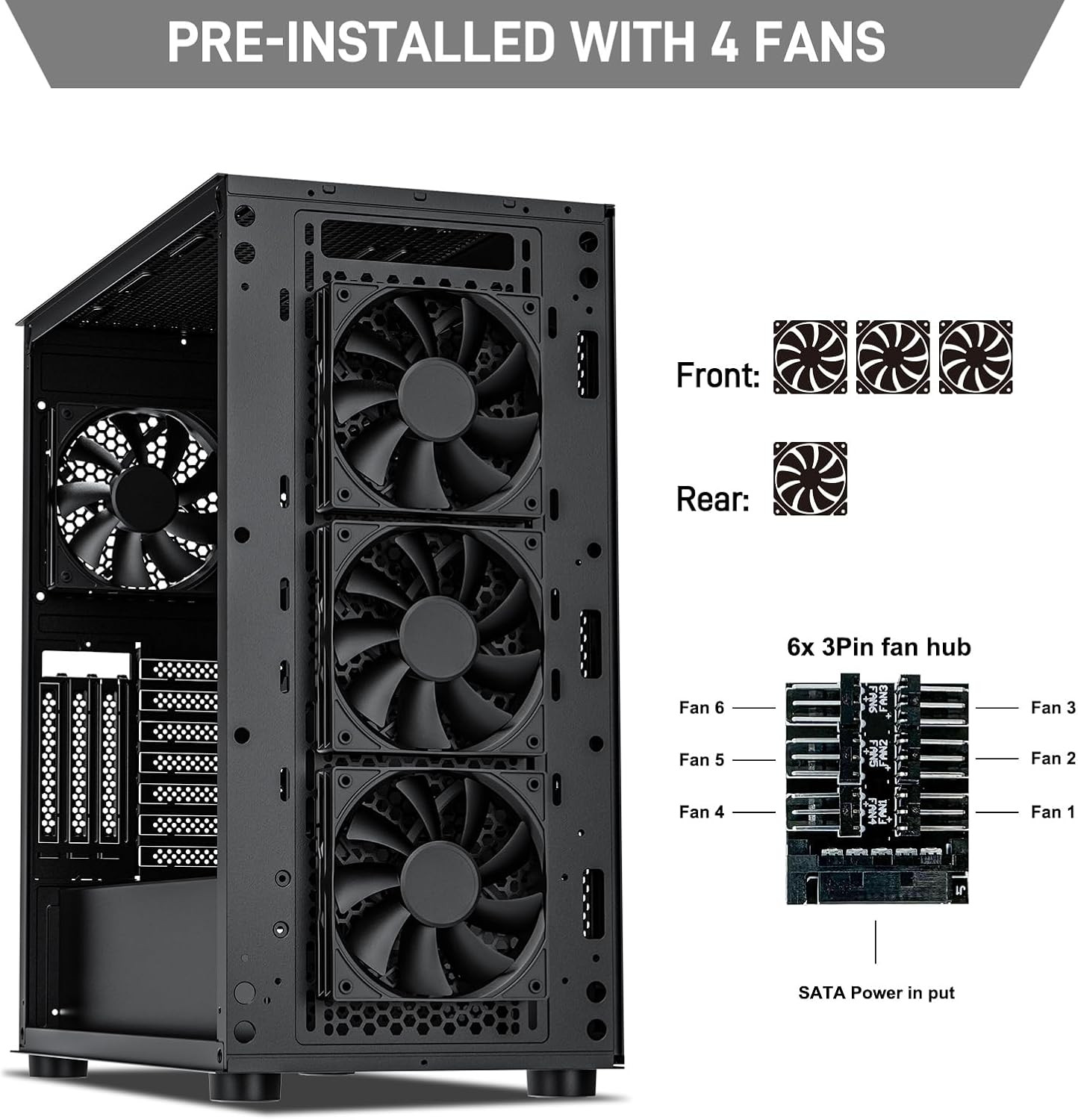 Classico Max Storage Master E-ATX Computer Case with 4X120Mm Black Fan, 10 X3.5