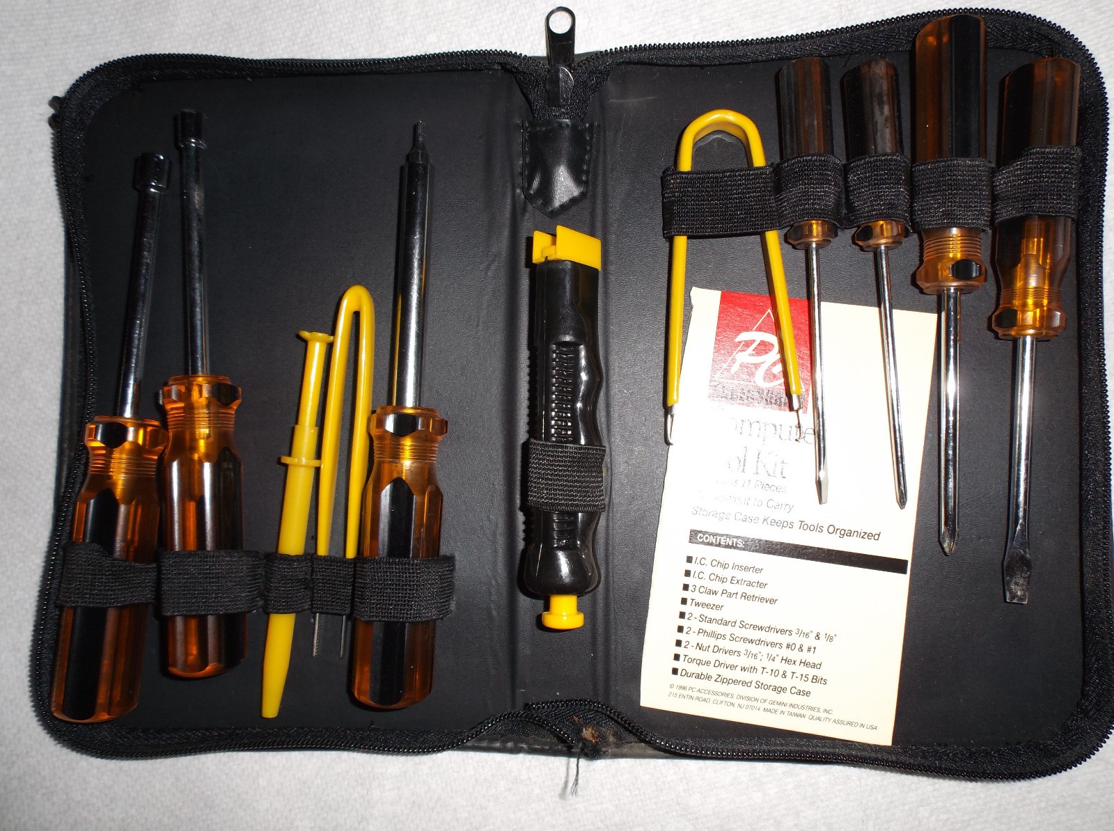 Travel 11 Piece Computer Tech PC Service Repair Tool Kit zip case