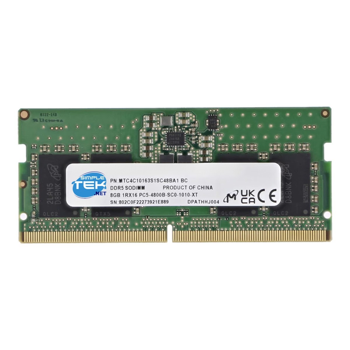 Micron Mtc4c10163s1sc56bd1 Ddr5 Sodimm 8gb Pc5-5600b Ram Memory Bank Module_