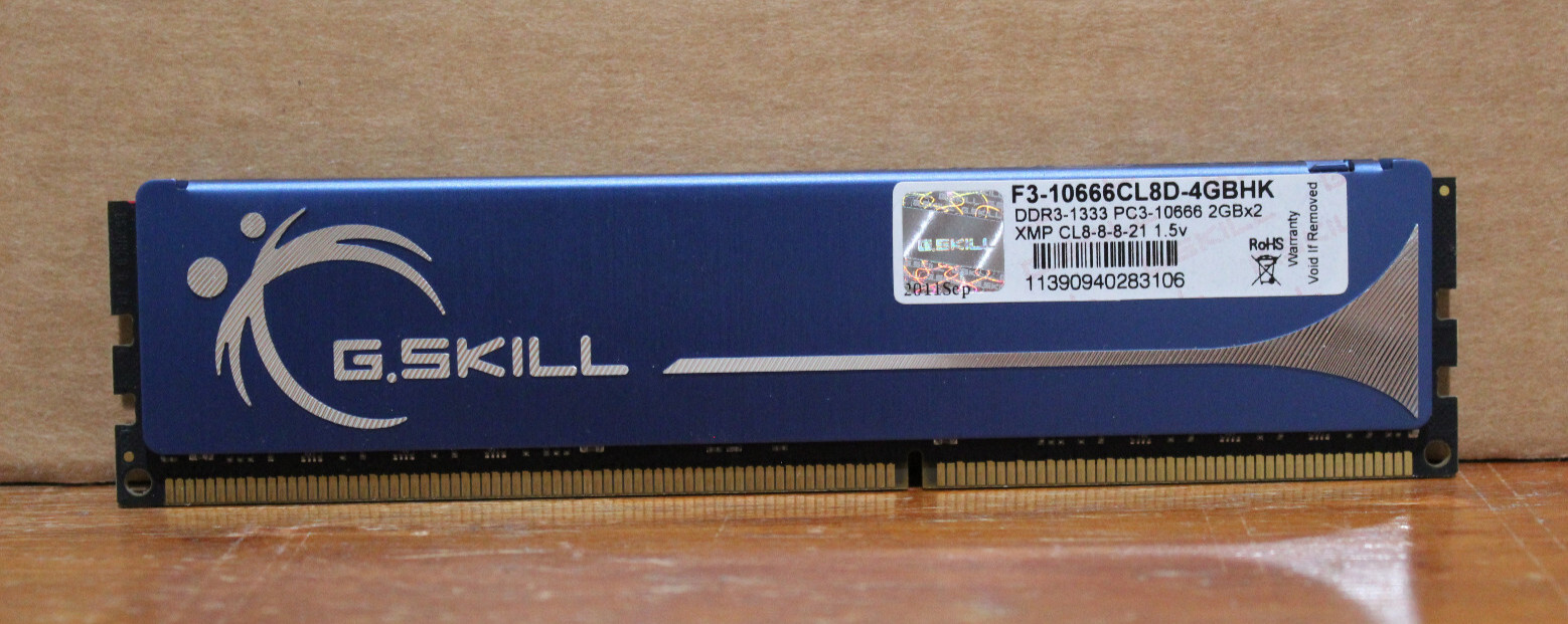 G.Skill F3-10666CL8D 2GB PC3-10600 DDR3-1333MHz non-ECC Unbuffered CL9 240-Pin