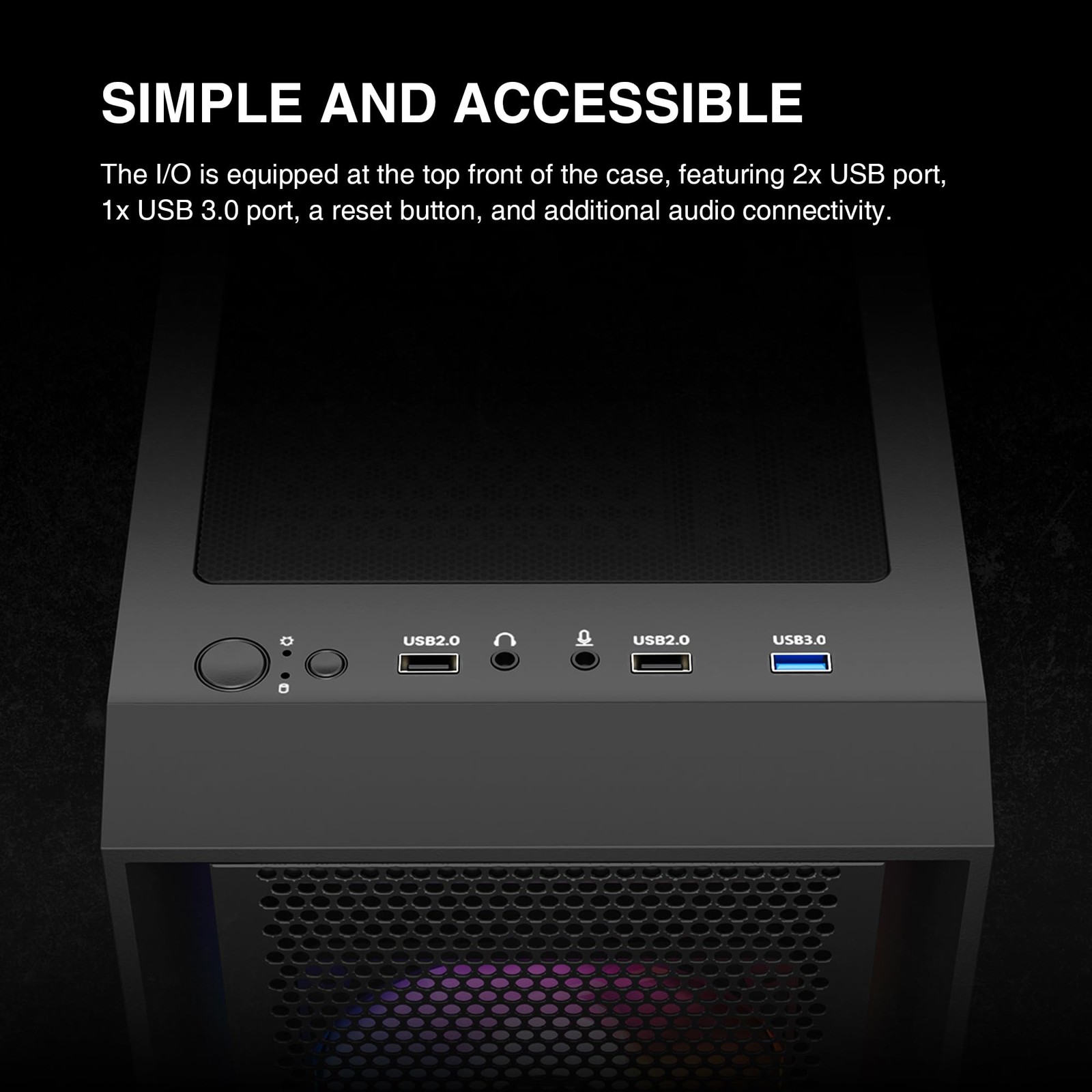 GAMDIAS ATX Mid Tower Computer PC Case with Tempered Glass, 4X 120mm ARGB PWM Fa