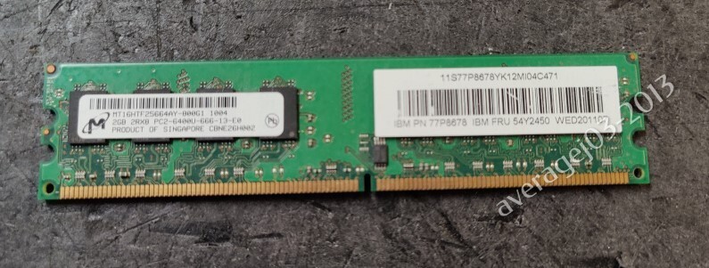 Micron 2GB 2Rx8 PC2-6400U DDR2 800MHz DIMM Memory RAM MT16HTF25664AY-800G1