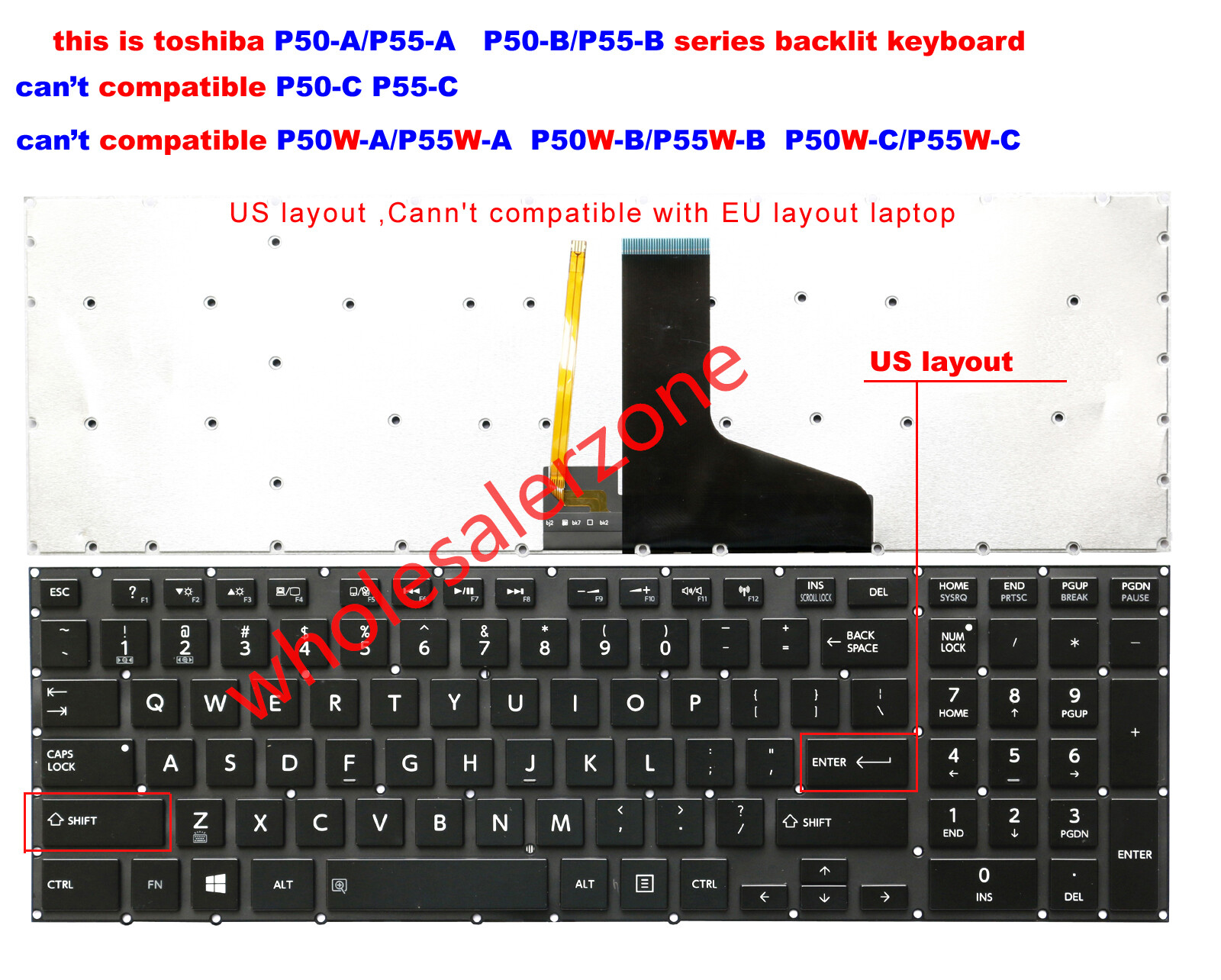 New for Toshiba P50-ABT2G22 P50-ABT2N22 P50-AST2GX1 P50-AST2NX1 Keyboard backlit