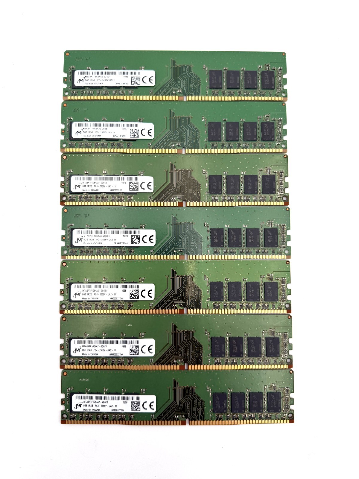 MICRON MTA8ATF1G64AZ-2G6E1 8GB 1RX8 PC4-21300 DDR4-2666 DIMM MEMORY LOT OF 7