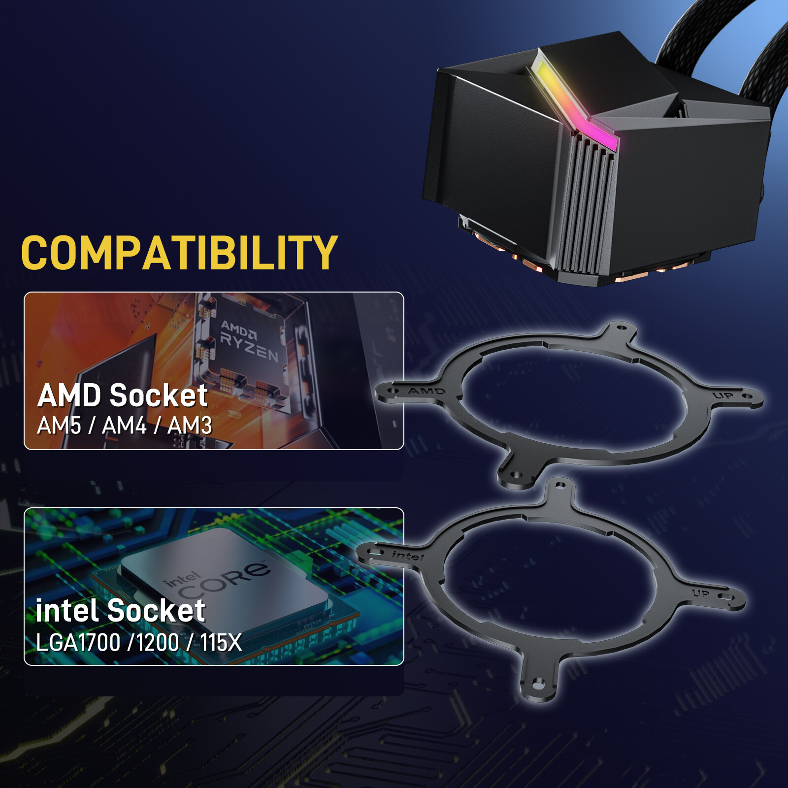 DARKROCK D240/360 CPU Liquid Cooler with 240/360mm Radiator For AMD Intel