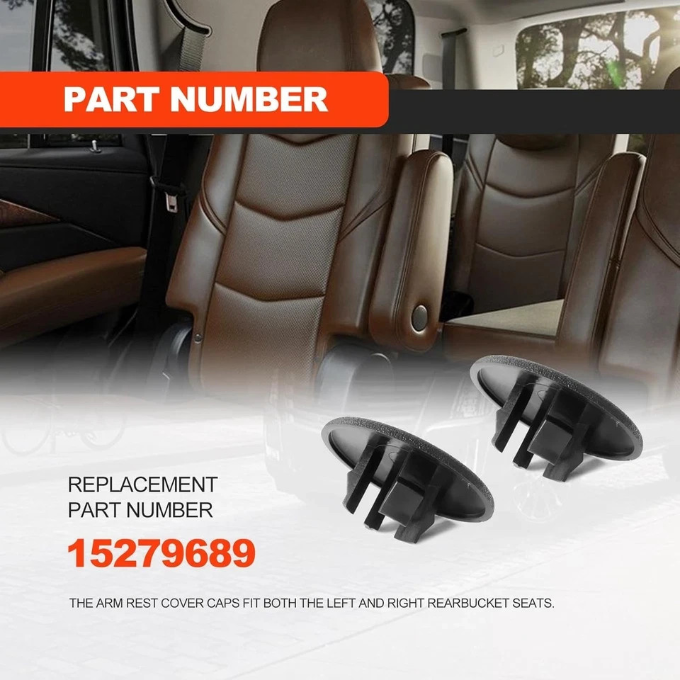 2pcs Armrest Cap Cover Compatible with 07-19 Tahoe Suburban Yukon black