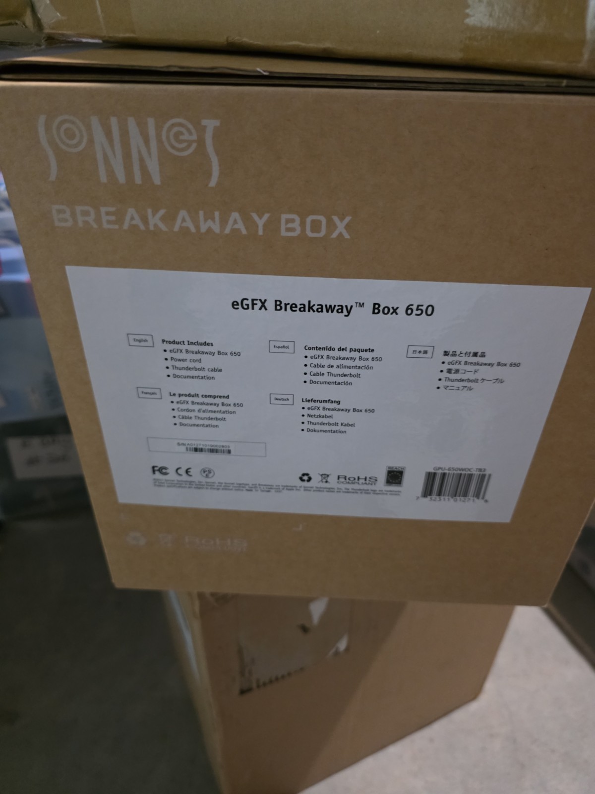 Sonnet eGFX -650W – PCIe eGPU Thundrbolt 3 Brkwy Box for Nvidia, etc. EBAY Cab