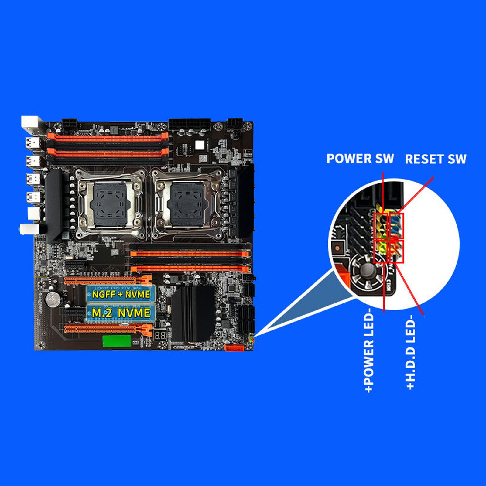 Server Motherboard LGA 2011‑3 Support M.2 NVME PCIe 8 Channel DDR3 Motherbo OFRT