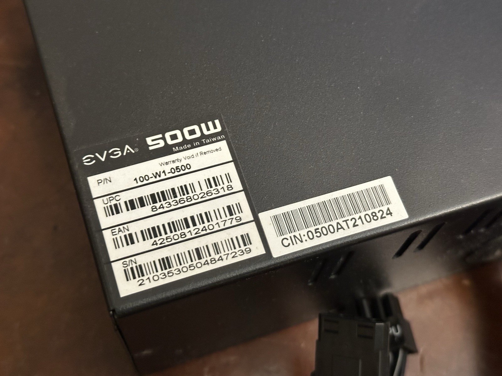 EVGA 500W Non-Modular Computer Power Supply 80 Plus 100-W1-0500