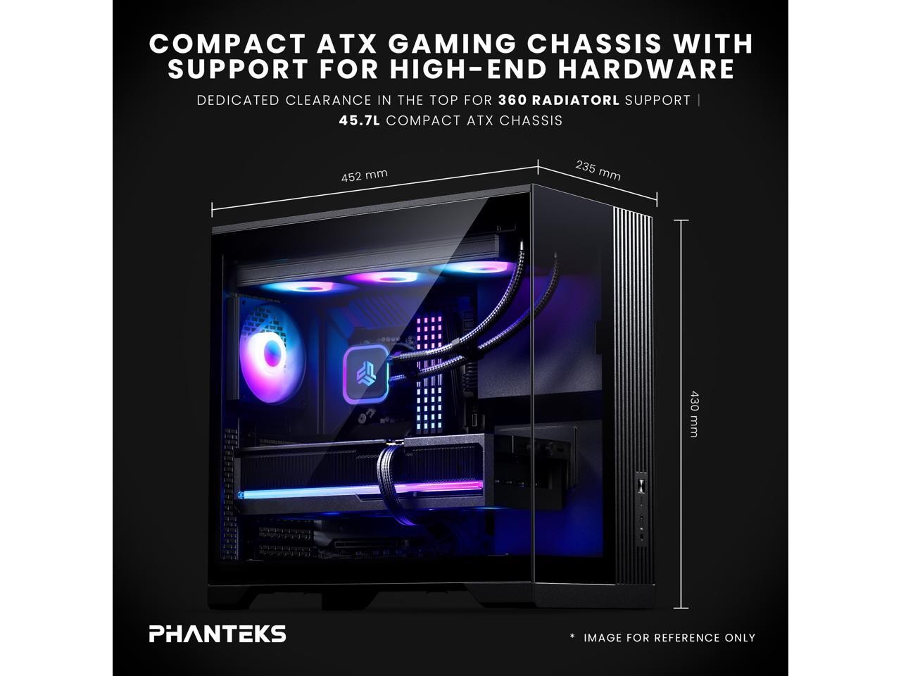 Phanteks XT V5 Panoramic Glass Compact ATX Gaming PC Case, 4x 120 ARGB PWM fans,