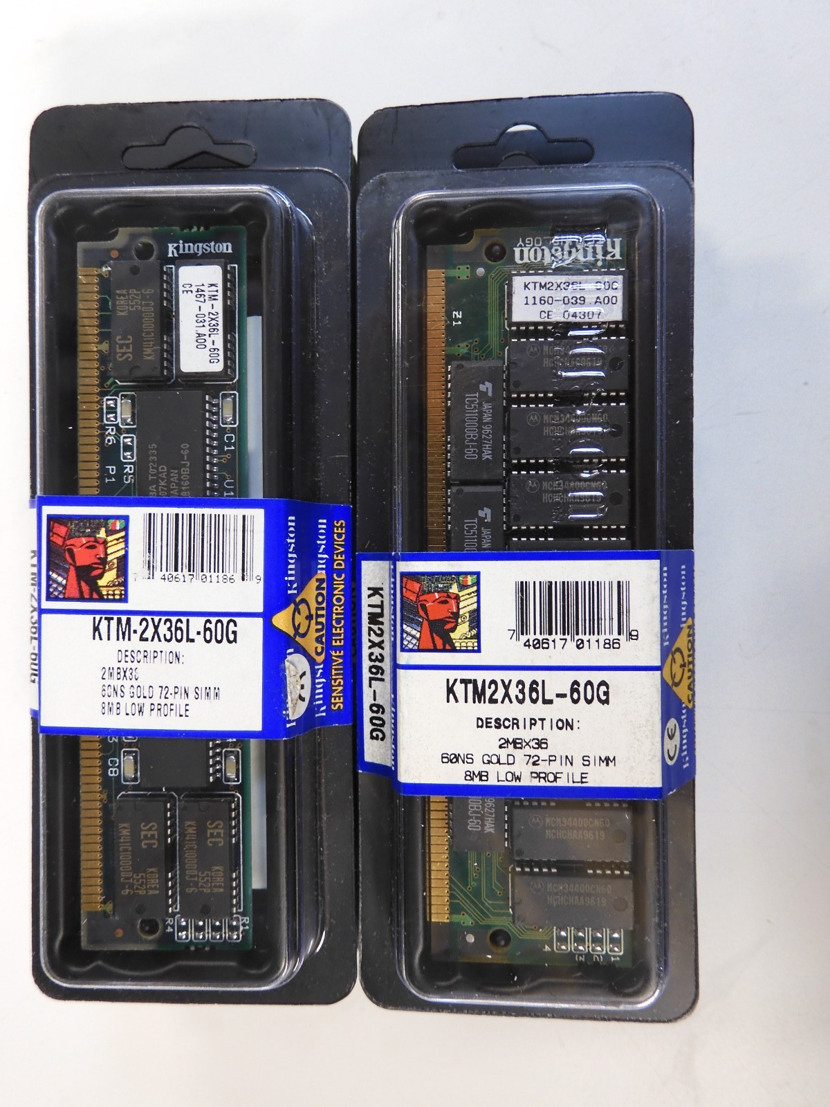 Kingstone KTM-2X36L-60G KTM2XL36L-60G 2MBX36 60ns Gold 72Pin SIMM 8MB RAM Module