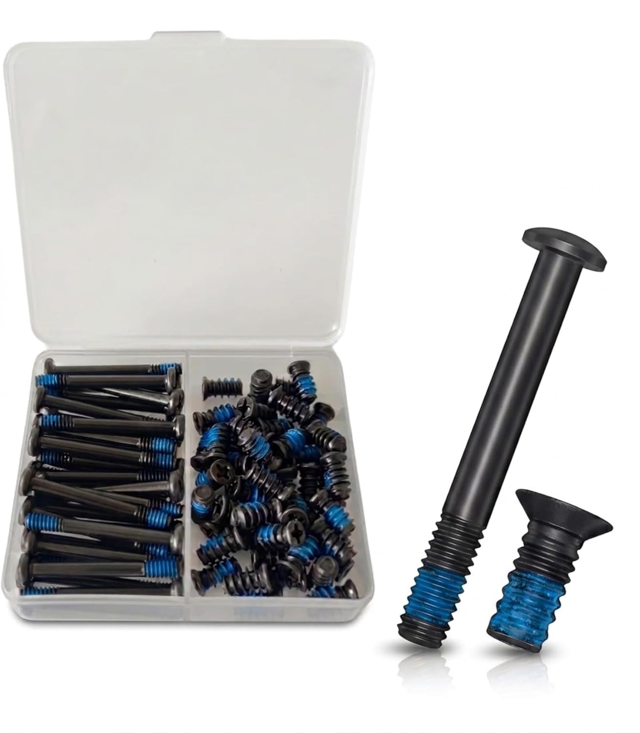 Easycargo 80Pcs PC Fan Screw Kit – Black Carbon Steel Screws with Blue Nylon Pat