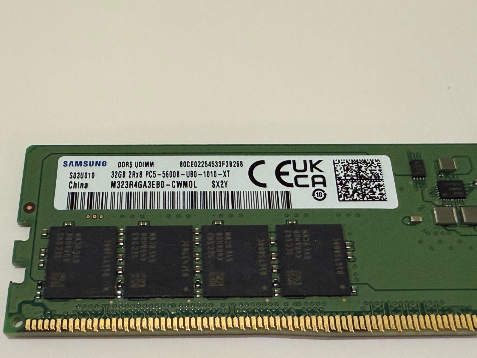 Samsung 32GB DDR5 5600MHz PC5-44800 CL46 UDIMM 2Rx8 Non-ECC OEM PACKAGE
