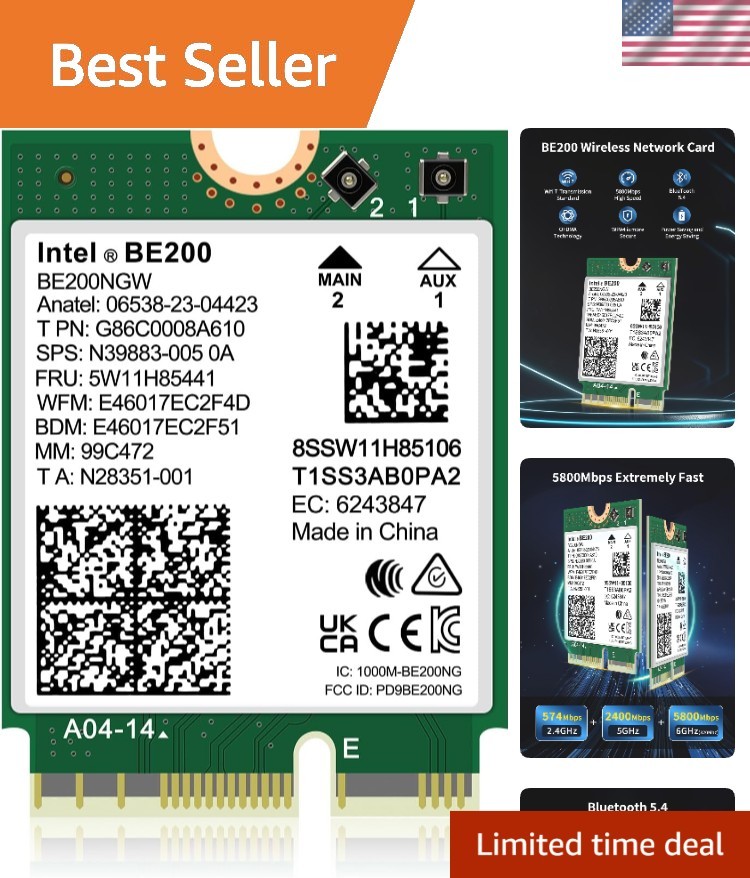 WiFi 7 Wireless Card Intel BE200 NGW with Bluetooth 5.4 for Fast Connectivity