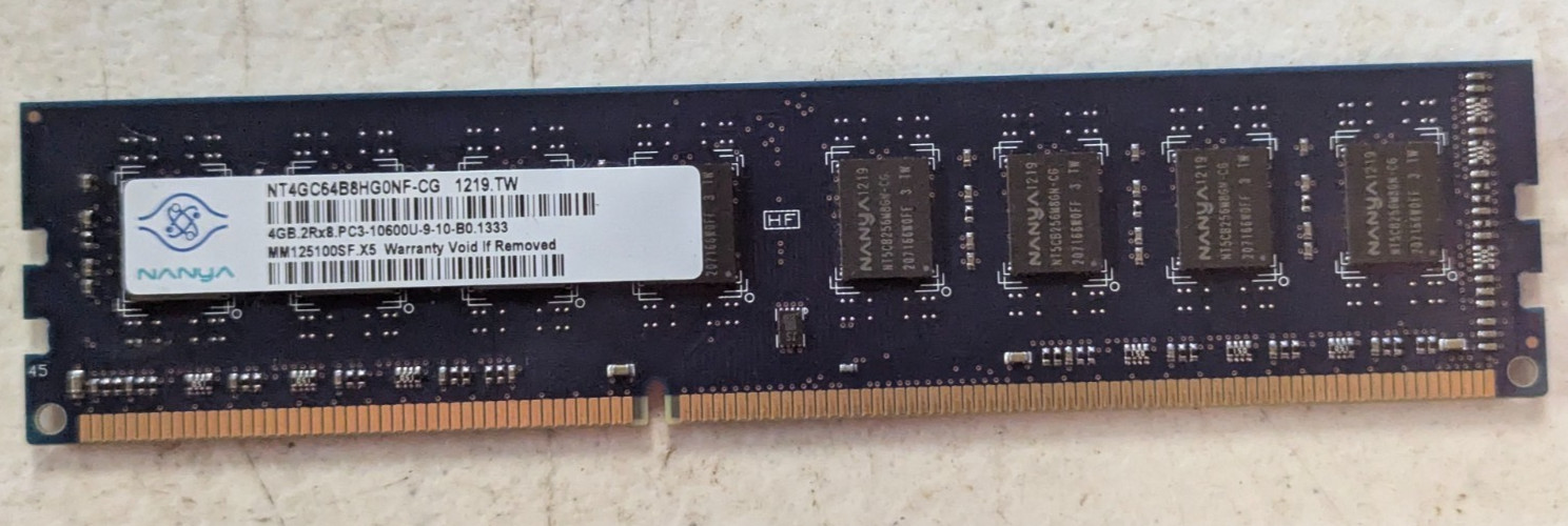 Nanya NT4GC64B8HG0NF-CG 4GB DDR3 PC3-10600U 1333MHz 2Rx8 UDIMM RAM