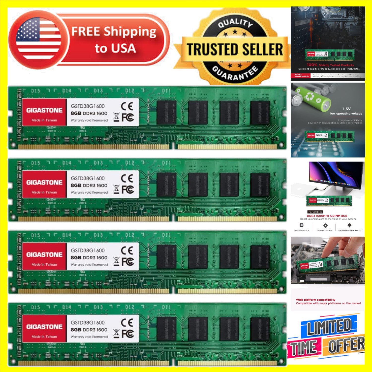 High-Performance 32GB DDR3L RAM Kit 1600MHz UDIMM – Perfect for Desktops