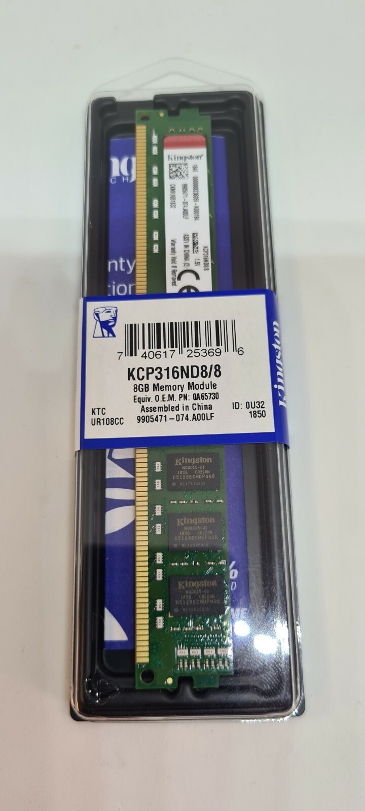 Kingston KCP316ND8/8 8GB DDR3 1600MHz DIMM RAM Module 1.5 V CL11 240-Pin Desktop
