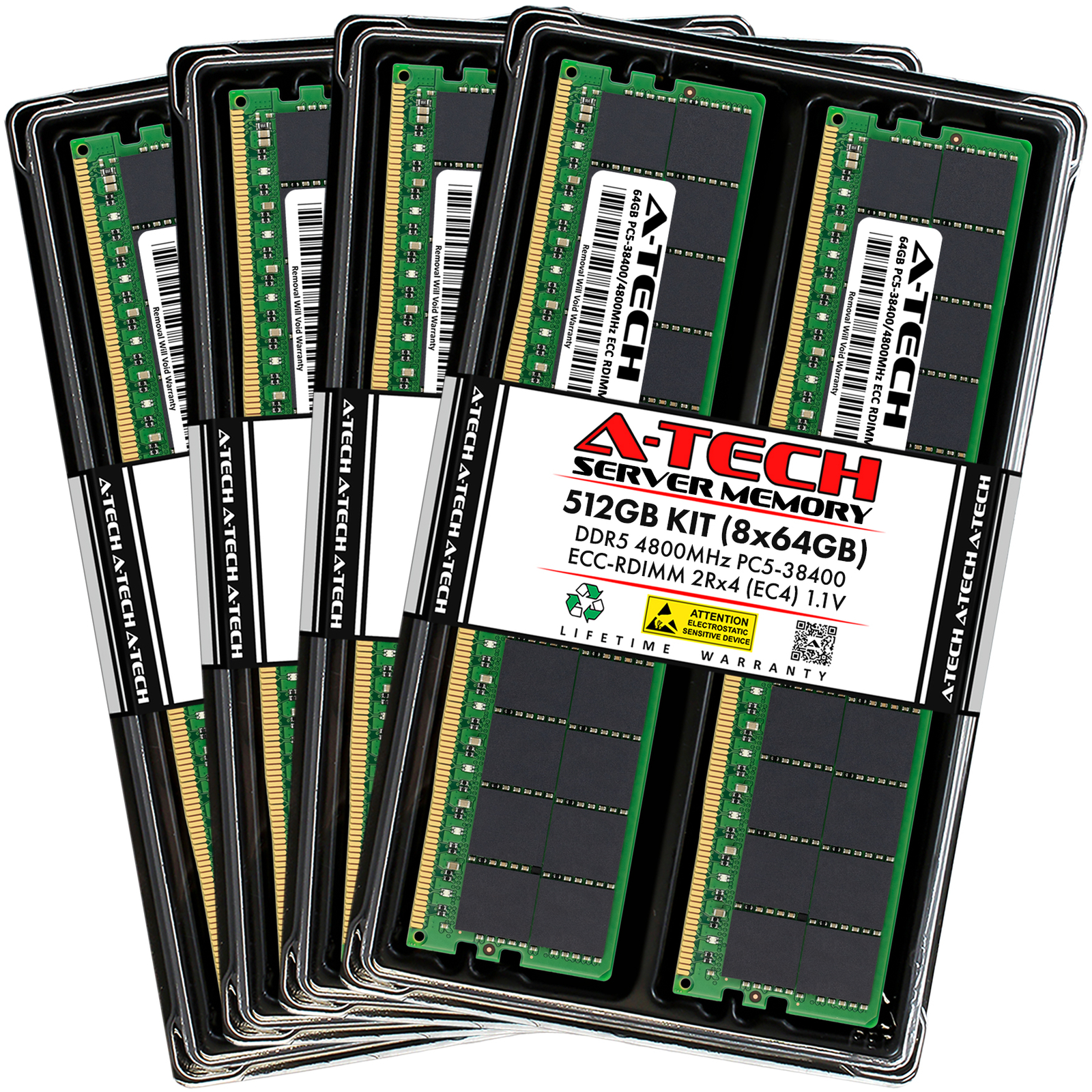 A-Tech 512GB 8x 64GB 2Rx4 PC5-38400R RDIMM DDR5 ECC REG EC4 Server Memory RAM