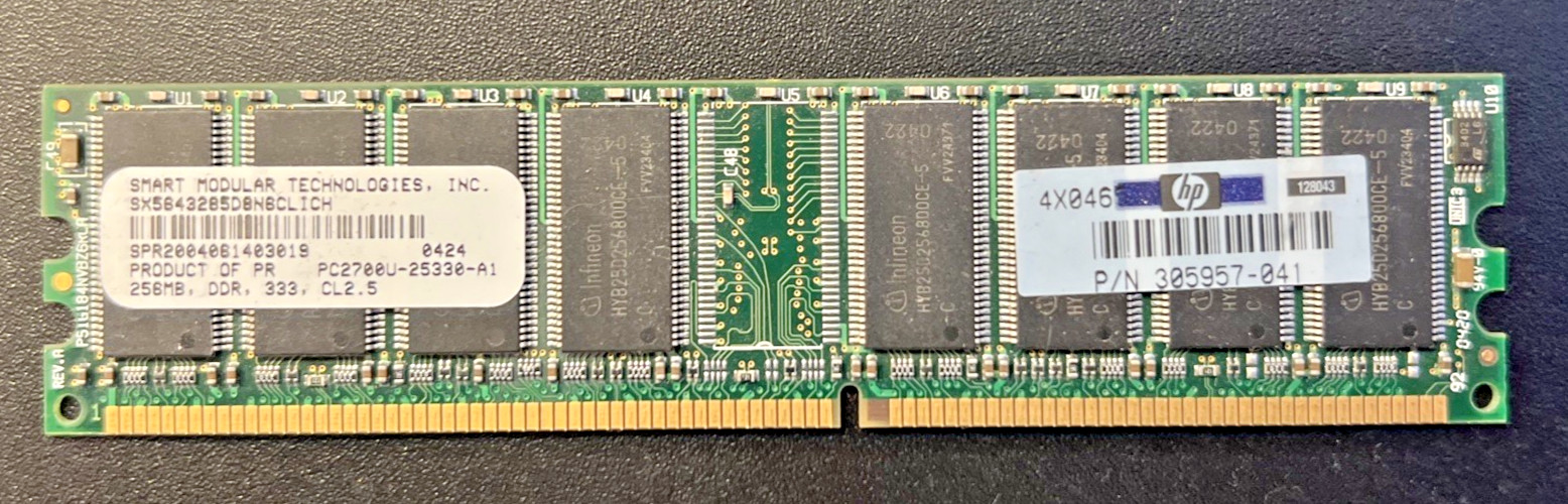 HP 256MB PC2700 DDR-333MHz non-ECC Unbuffered CL2.5 184-Pin DIMM