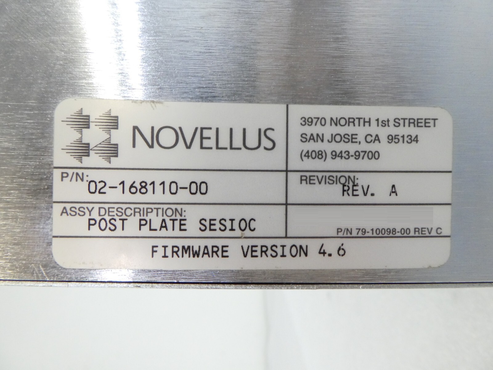 Digital Dynamics 02-168110-00 sioc POST PLATE STD Novellus Systems Surplus