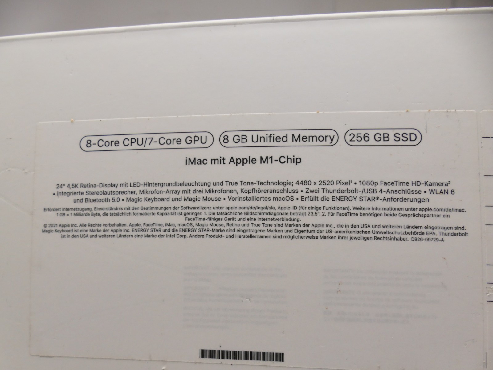 Boxed iMac 24-inch Model No. A2439 iMac Pink/8C Box Only V-504