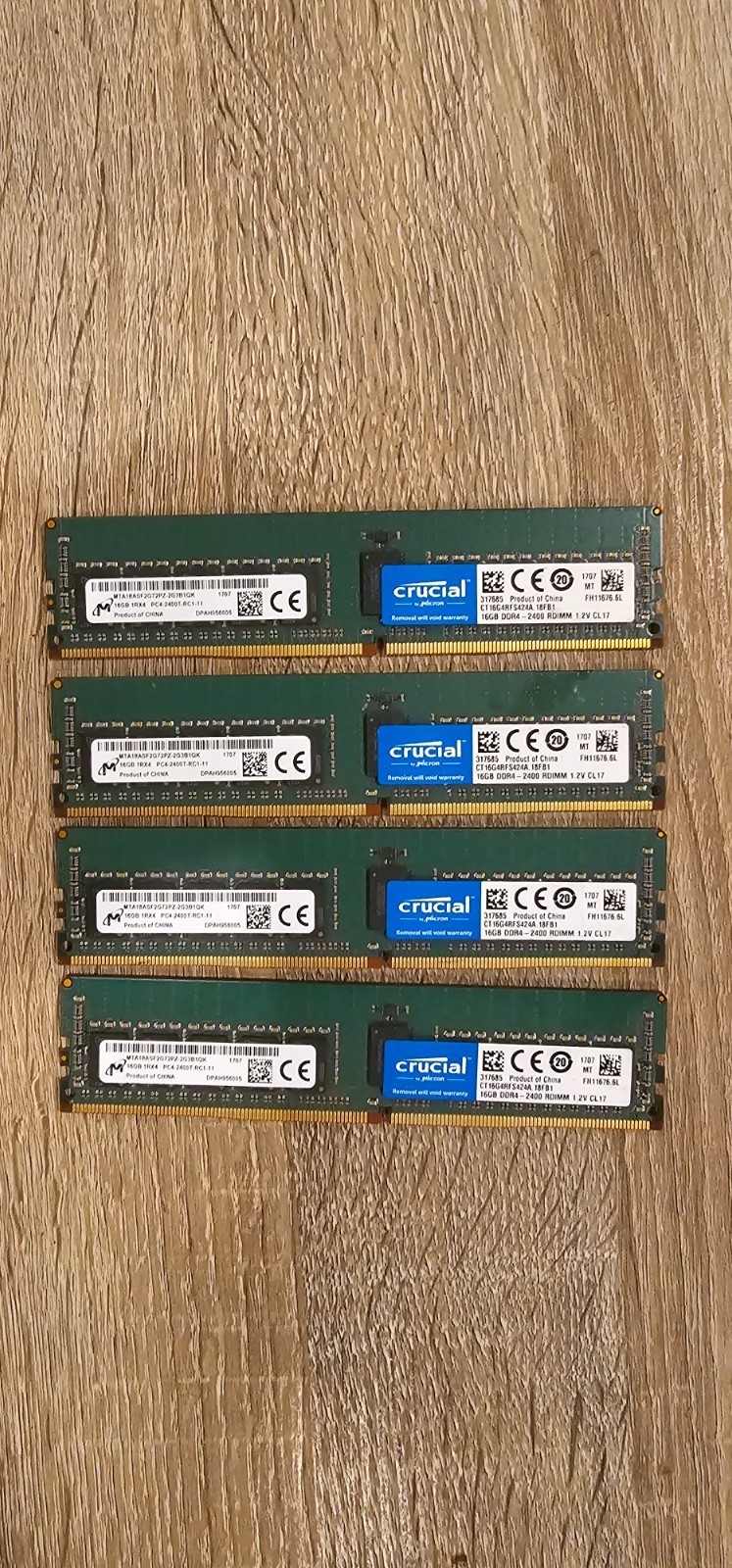 Crucial 64GB ECC DDR4-2400 SET OF 4 (4X16GB) Memory (CT16G4RFS424A)