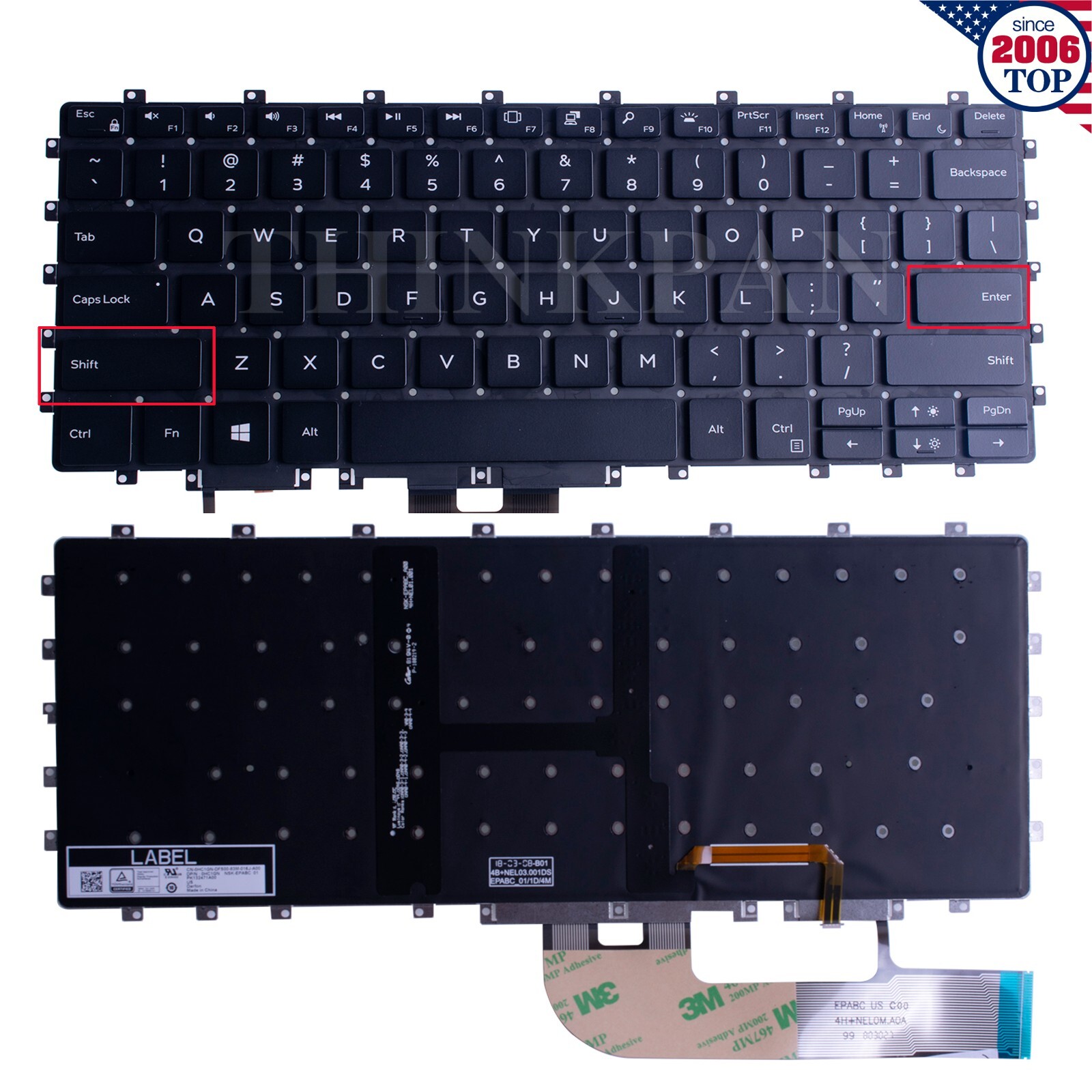 Genuine US Keyboard Backlit for Dell Precision 5530,XPS 15 9575 2-in-1 0C48H4
