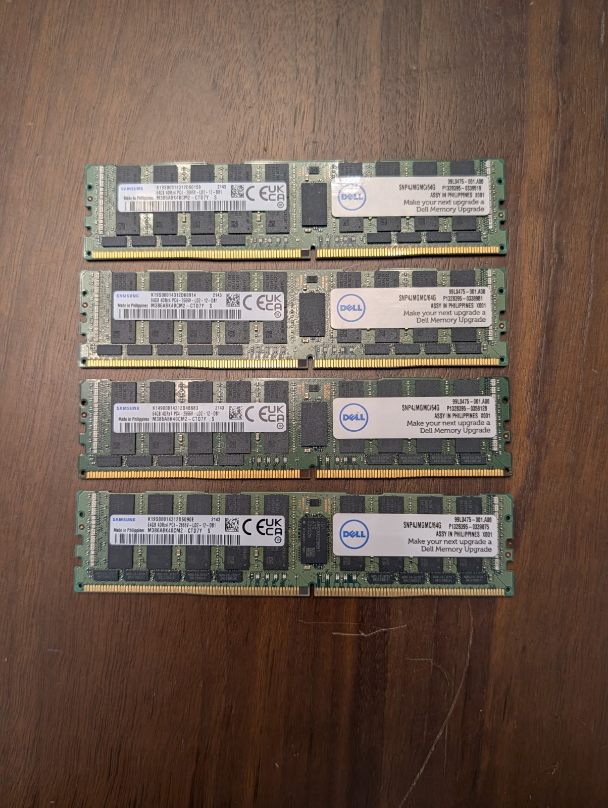 4 Lot SAMSUNG 64GB 4dRx4 PC4-2666V-LD2 DDR4 ECC SERVER RAM M386A8K40CM2-CTD7Y