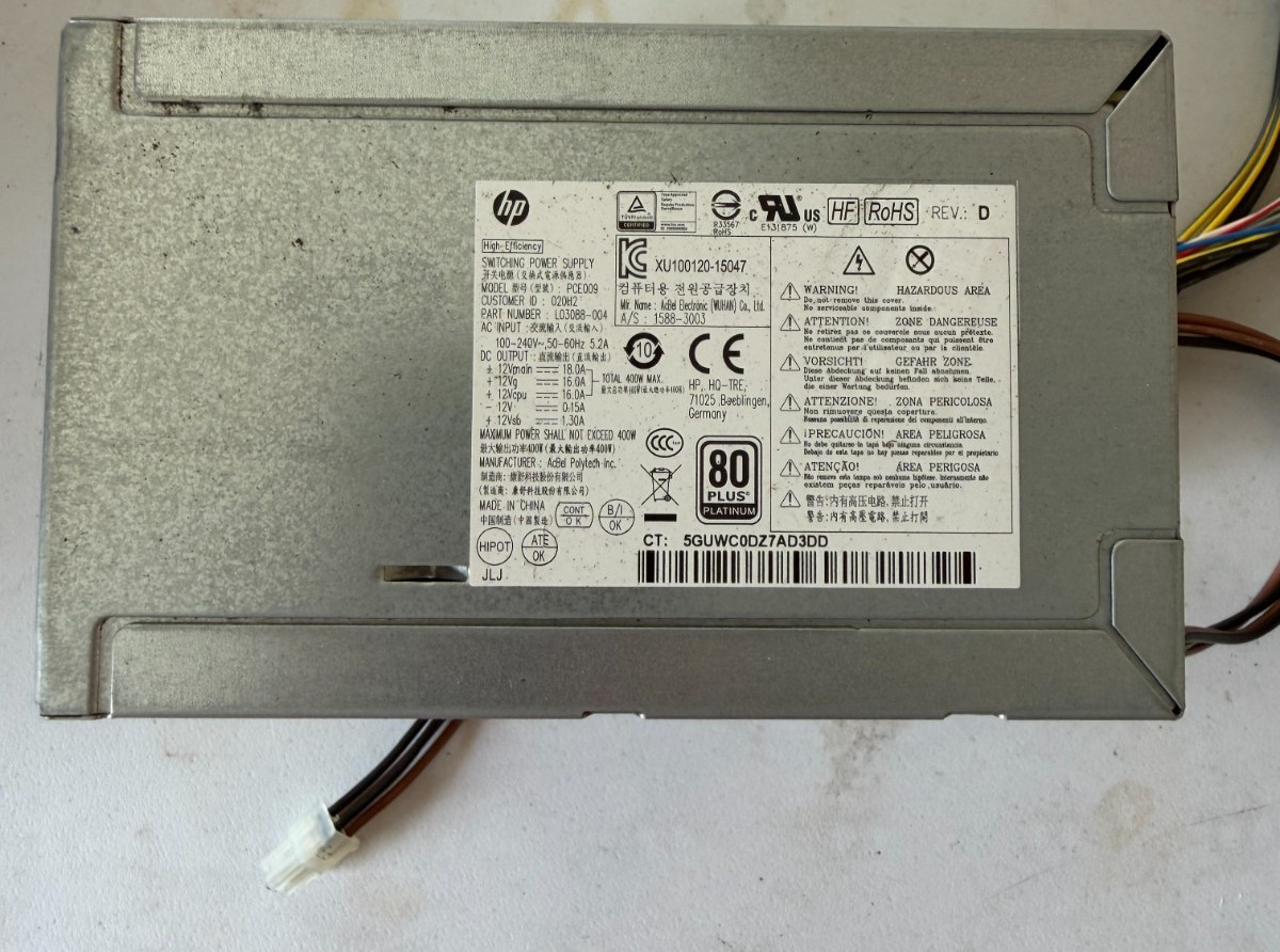 HP Z240 Workstation 400W Desktop Power Supply PSU PCE009 L03088-004 – Used