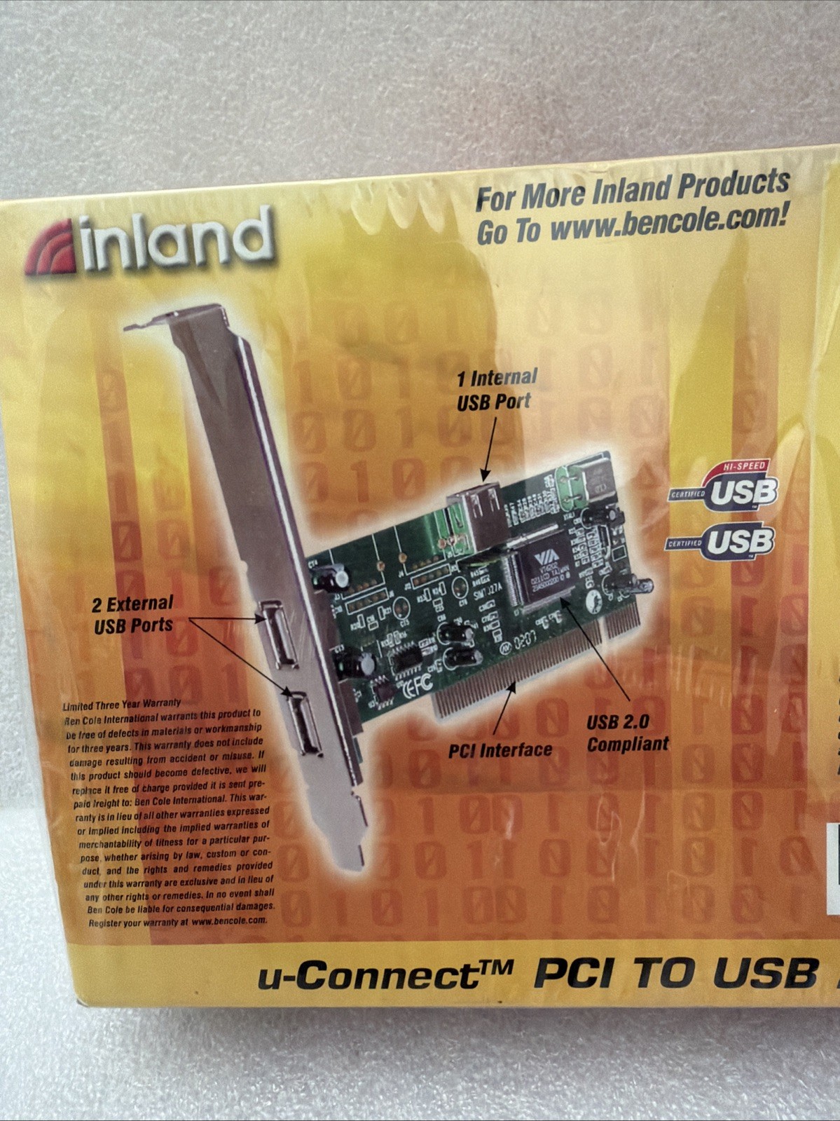 Inland U-Connect PCI to USB 2.0 2-Port Card New Sealed