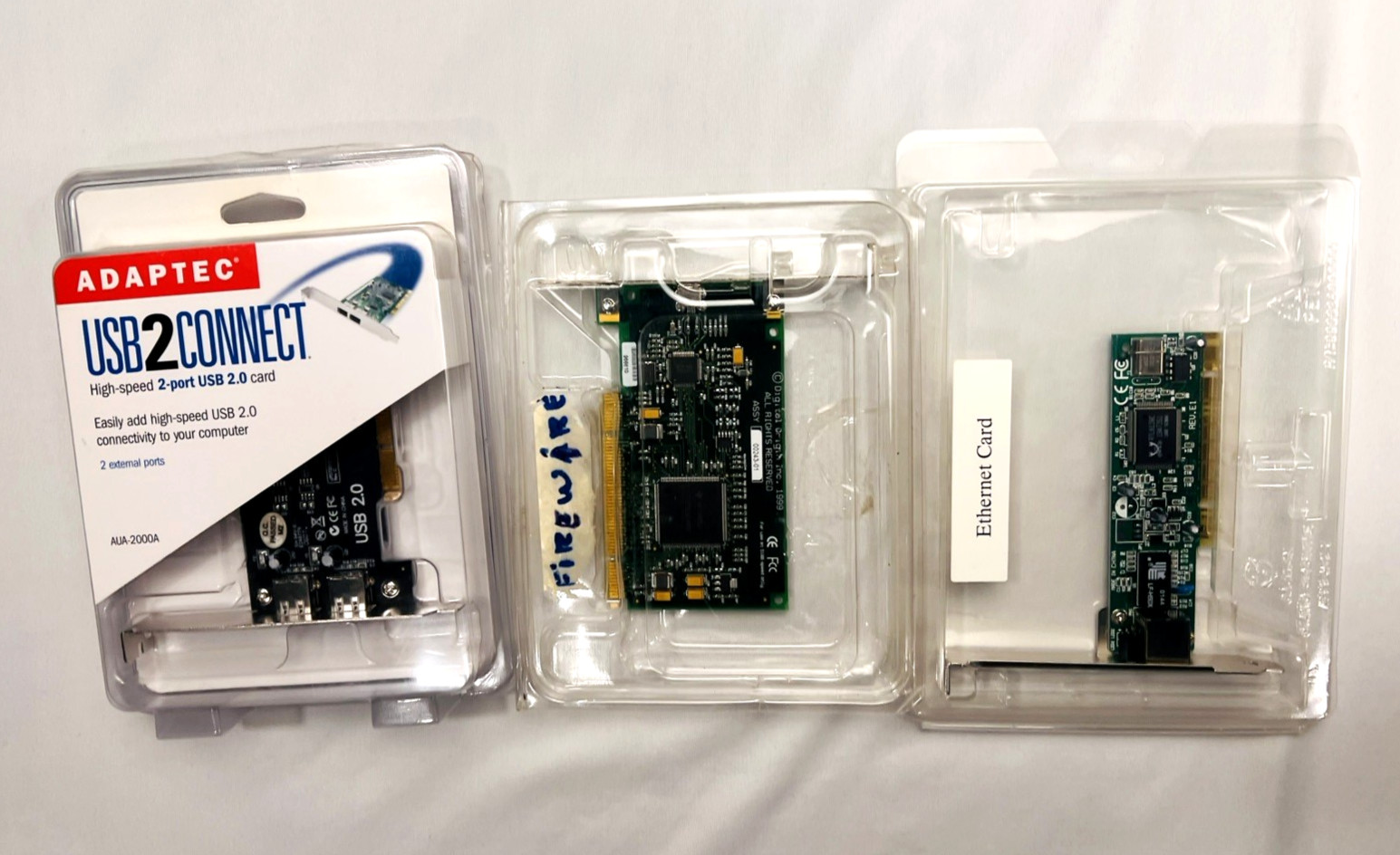 USB 2.0 PCI Card Adaptec, Firewire & Ethernet PCI Card. 3 Pack Combo Lot – NEW