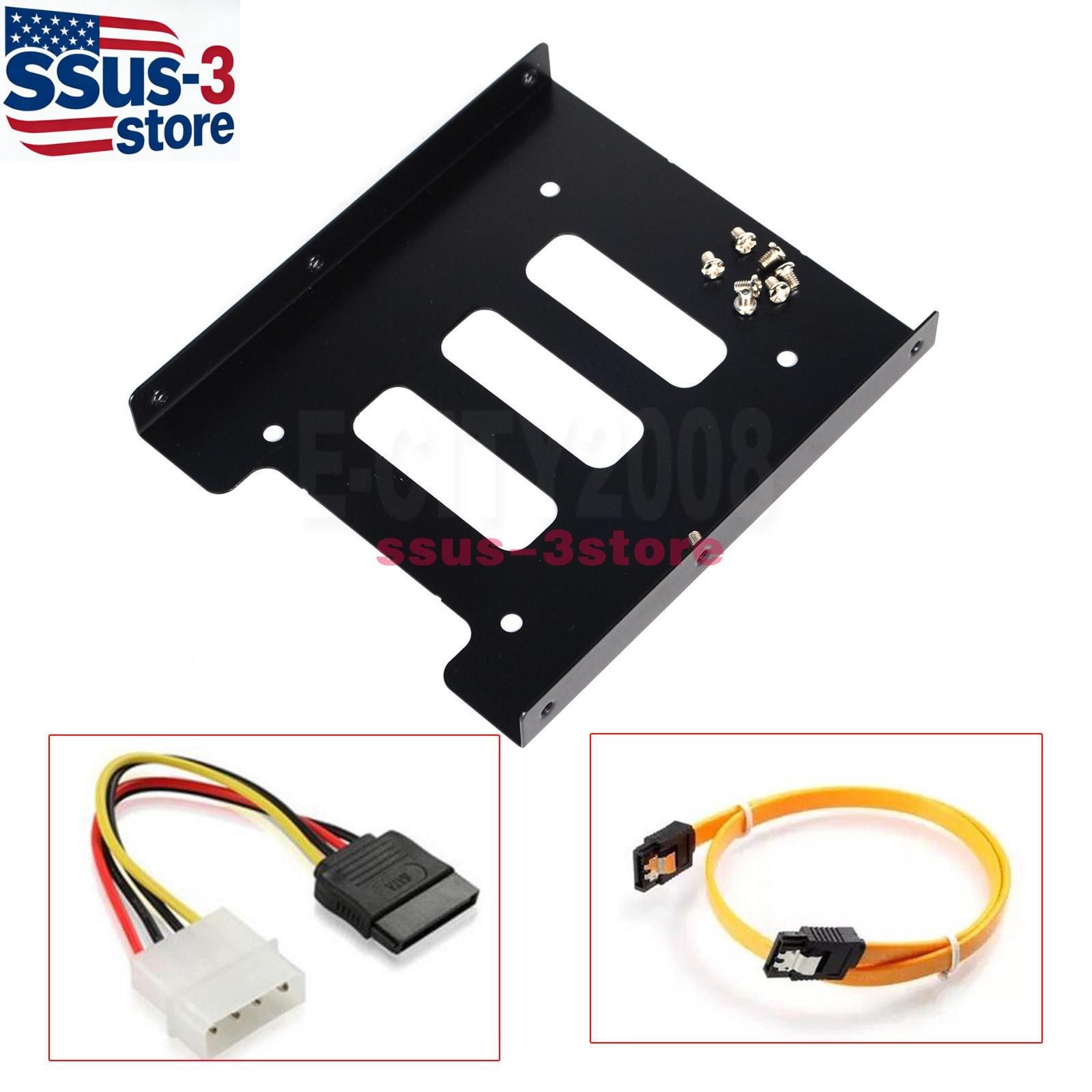 2.5″ to 3.5″ Bay SSD Hard Drive HDD Mounting Bracket Caddy w/ Sata Power Cable