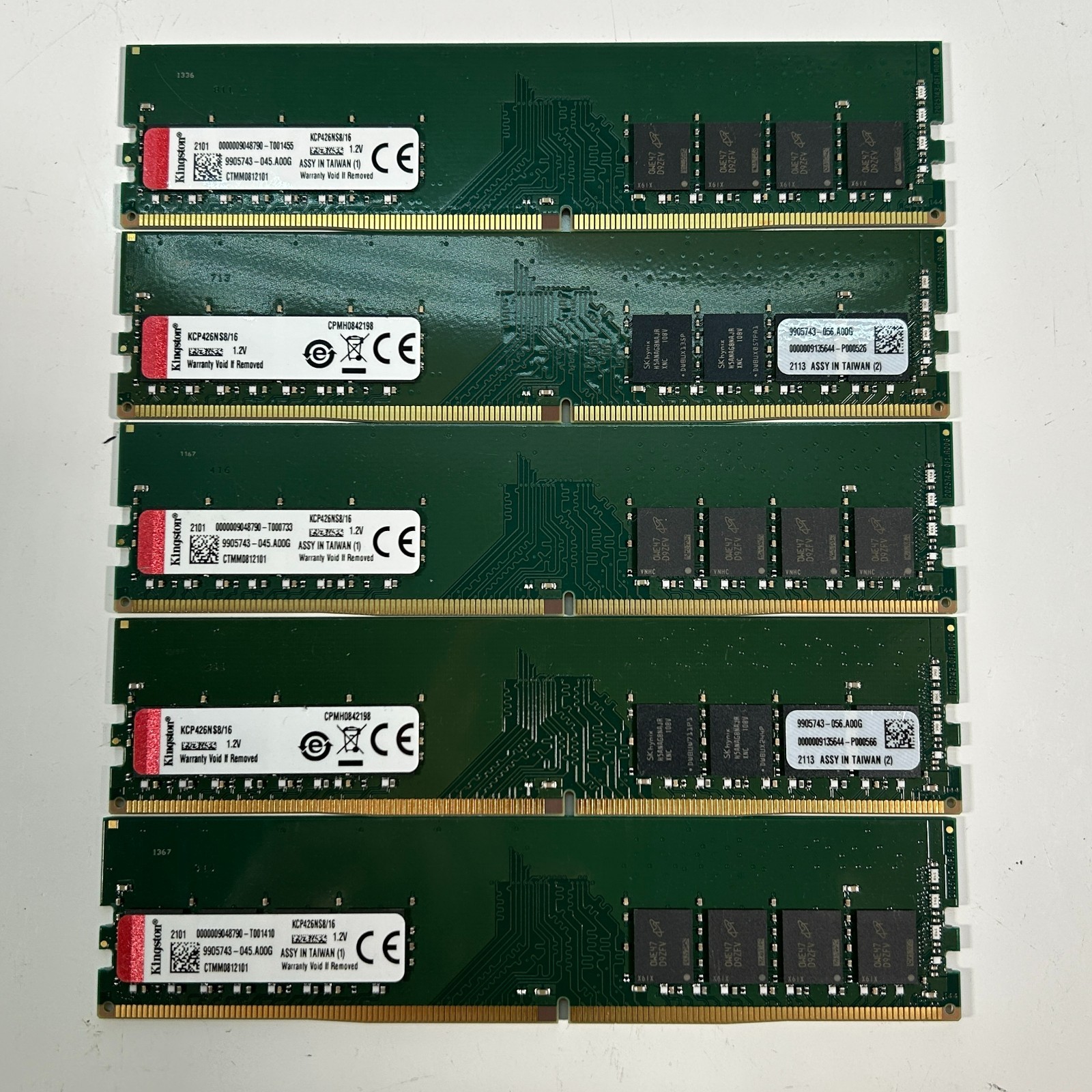 Kingston KCP426NS8/16 1.2V 16GB DDR4 Desktop RAM Lot of 5