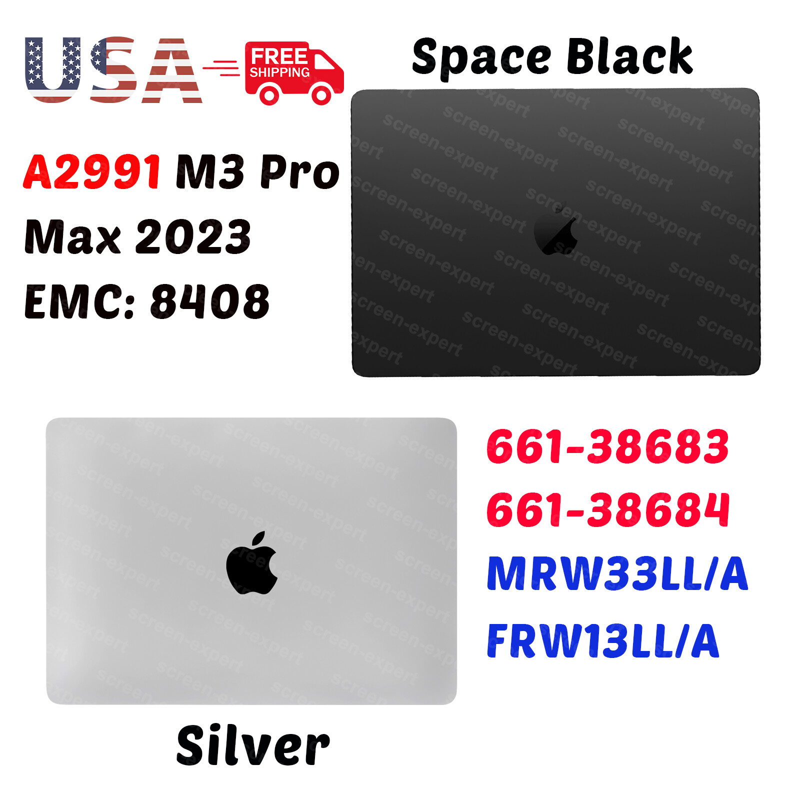 for Mac15,7 MacBook Pro Retina A2991 M3 EMC 8408 661-38683 LCD Screen Complete