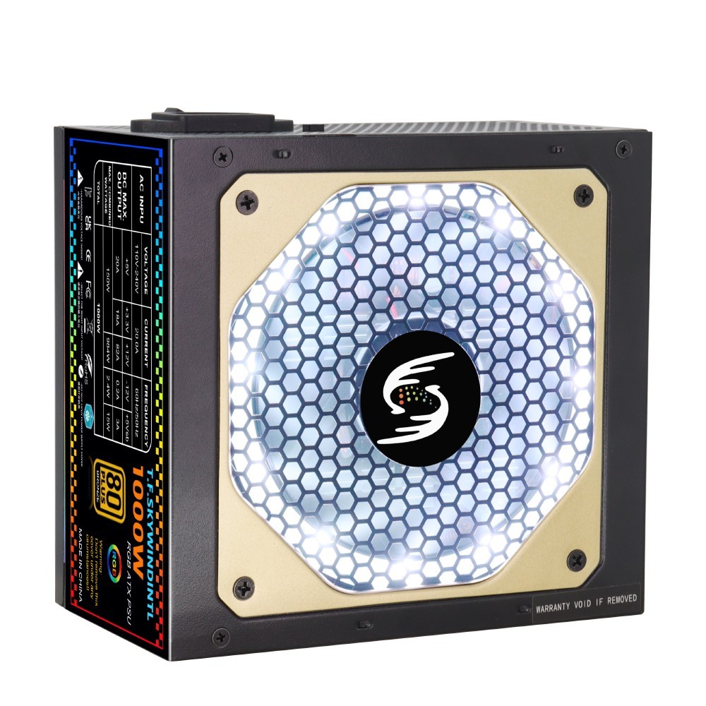 1000W ATX Power Supply Full Modular 85% Efficiency Computer PSU, 120mm RGB Fan
